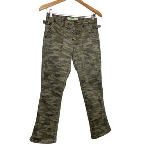 Anthropologie Camo Cropped Crop Flare Utility Mid Rise Pants Cargo Women’s Sz 26